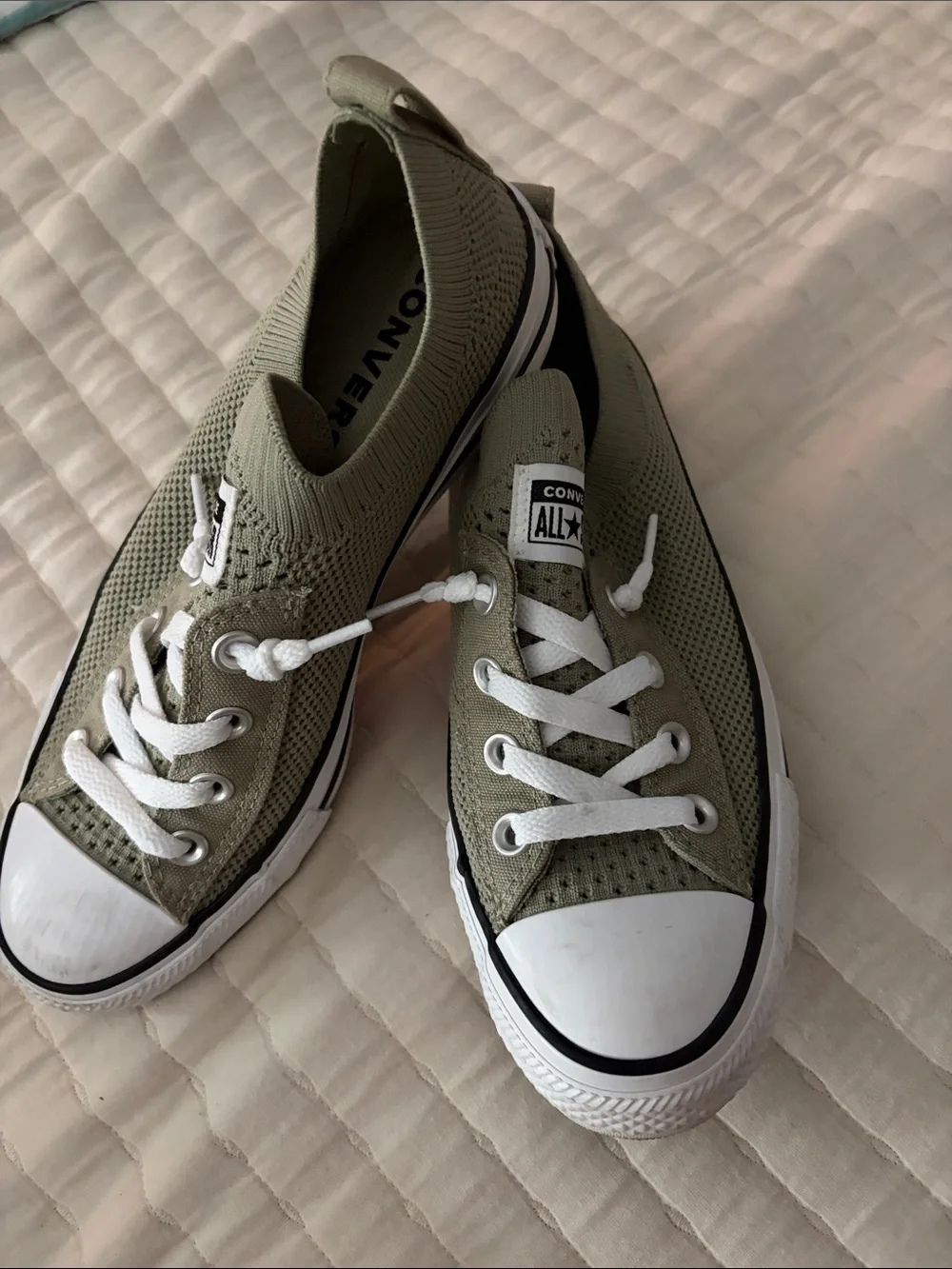 Converse Olive Green Slip-On Knit Low Top Sneakers